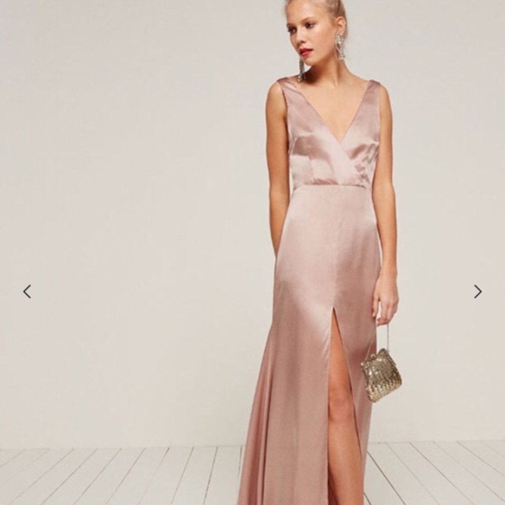 Reformation Eliana Satin Blush Gown
